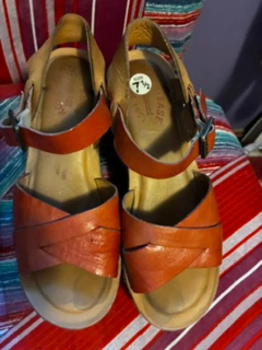 Kork-Ease Comfort Platform The most comfWedge Sandal in orange leather, Size 7.5